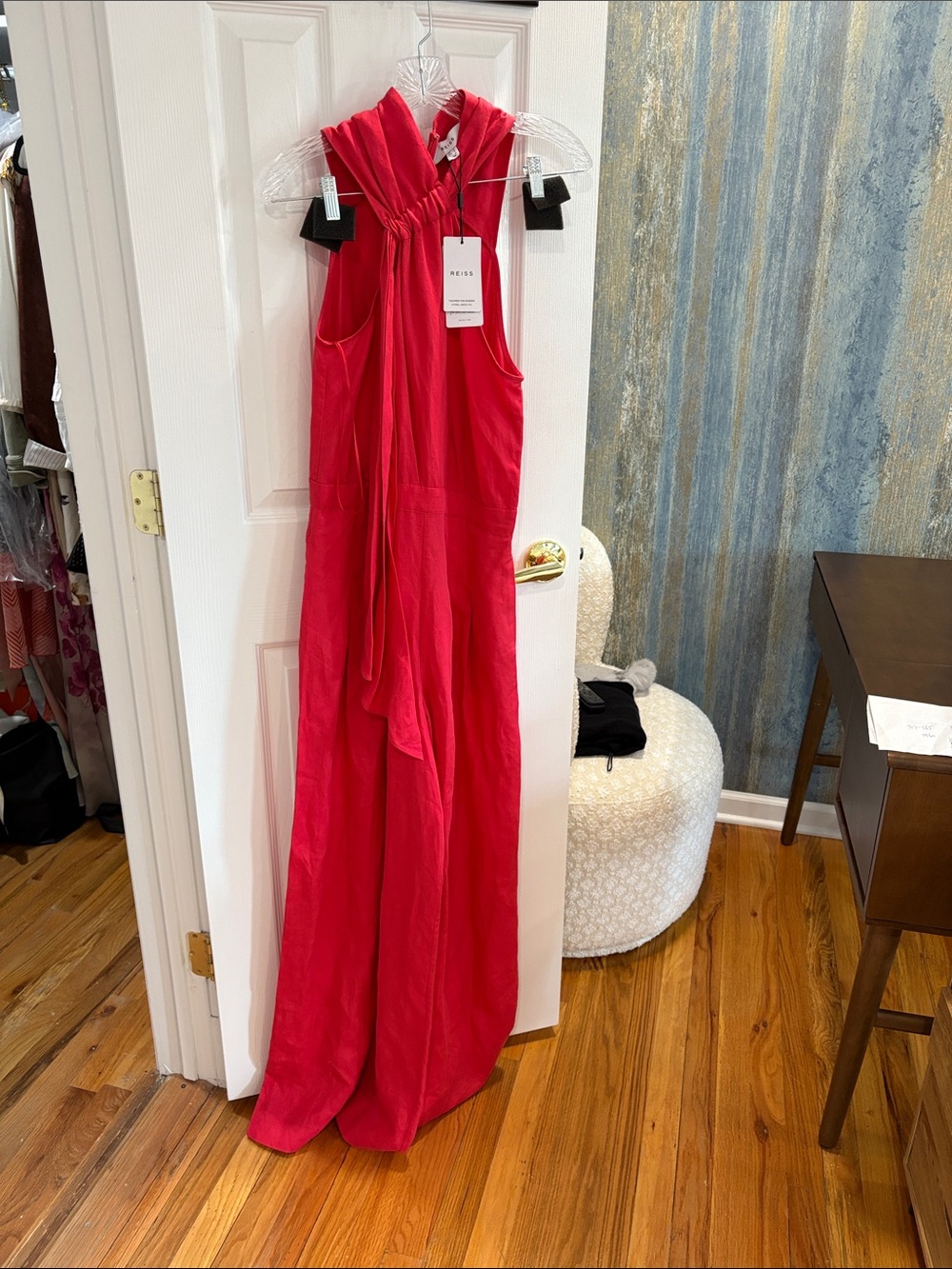 Reiss Vibrant Red Halter Maxi Dress